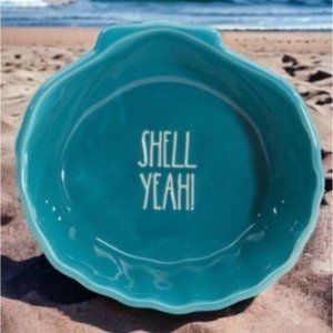 Rae Dunn SHELL YEAH 3"x6” Artisan Turquoise Blue Serving Bowl NWT
